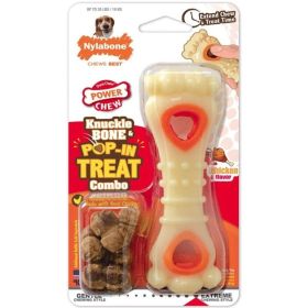 Nylabone Power Chew Knuckle Bone and Pop-In Treat Toy Combo Chicken Flavor Wolf - 1 count