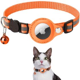 Reflective AirTag Dog Collar;  Padded Apple Air Tag Dog Collar;  Heavy Duty Dog Collar - Orange