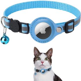 Reflective AirTag Dog Collar;  Padded Apple Air Tag Dog Collar;  Heavy Duty Dog Collar - Blue