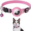 Reflective AirTag Dog Collar;  Padded Apple Air Tag Dog Collar;  Heavy Duty Dog Collar - Pink