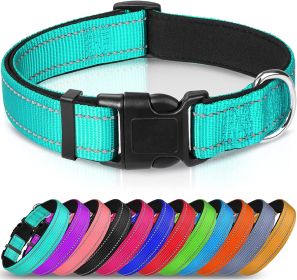 Reflective Dog Collar; Soft Neoprene Padded Breathable Nylon Pet Collar Adjustable for Medium Dogs - Sky Blue - Medium (Pack of 1)