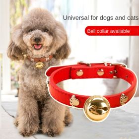 Leather Pet Collars Pet paw print bone alloy bell collar dog collar Best Santa Xmas Gifts cat collar - red - M