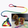 1 Set Nylon Rainbow Pet Dog Collar Harness Leash Soft Walking Harness Lead Colorful and Durable Traction Rope 120cm - iridescent - M