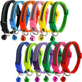 Small Pet Color Buckle Reflective Collars 1.0 Patch Bells Dog Collar Safety Adjustable For Cats Puppy Night Outdoor Supplies - Sapphire - 19x32CM