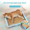 Breathable Pet Puppy Cooling Mat Bed Summer Protection Cervical Spine Cat Dog Ice Mat Square Rattan Kennel Supplies - pink - 40cm*30cm*7cm