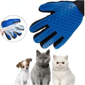 Dog Cat Pet Combs Grooming Deshedding Brush Gloves Effective Cleaning Back Massage Animal Bathing Fur Hair Removal - blue - Right