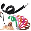 PU Leather Cat Dog Leash Soft Walking Dog Collar Leash Running Training Dog Harness Lead Leash Puppy Pet Small Dog Leash Belt - Sand Yellow - 1.5x120c