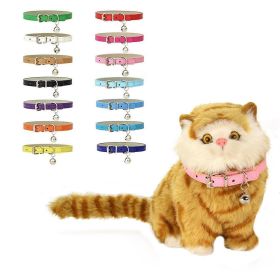 PU Leather Leash Pet Dog Collar Pet Supplies DIY Japanese Bell Cat Collar Bell - pink - 25cm