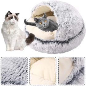 New Style Pet Cat Bed Dog Bed Round Plush Warm Cat's House Soft Long Plush Best Pet Bed Dogs For Cats Nest 2 In 1 Cat Accessorie - pink - 40cm