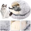 New Style Pet Cat Bed Dog Bed Round Plush Warm Cat's House Soft Long Plush Best Pet Bed Dogs For Cats Nest 2 In 1 Cat Accessorie - pink - 50cm