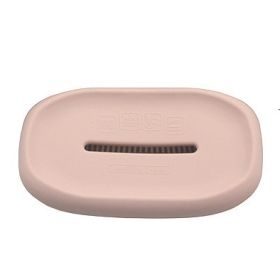 Soap Holder 2-in-1 Silicone + Soft Bath Brush Soap Box for Home Travel Soap Dish Bathroom Accessories - pink