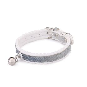 Pet Collar Safety Belt with Bell Small Dog Cat Collar Safe Soft Velvet Pet Products Adjustable Belt - gray