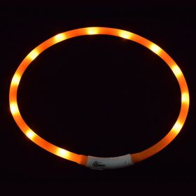 Pet's LED Collar With USB Rechargeable Glowing Lighted Up & Cuttable Waterproof Safety For Dogs - Orange - One-size