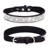 Pet Collar Shiny Artificial Rhinestone Dog Collar For Puppy And Cat; Microfiber Cat Collar - black - S