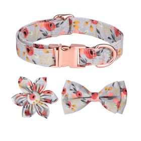 1pc Adjustable Soft Dog Collar With Print Flower Multicolor Cute Patterns - Matcha Color - L