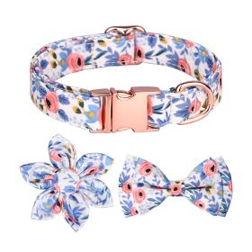 1pc Adjustable Soft Dog Collar With Print Flower Multicolor Cute Patterns - Dodge Blue - M