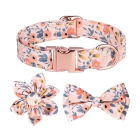 1pc Adjustable Soft Dog Collar With Print Flower Multicolor Cute Patterns - Orange - L