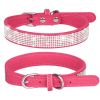 Pet Collar Shiny Artificial Rhinestone Dog Collar For Puppy And Cat; Microfiber Cat Collar - Rose Red - XS