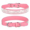 Pet Collar Shiny Artificial Rhinestone Dog Collar For Puppy And Cat; Microfiber Cat Collar - Pink - M