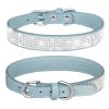 Pet Collar Shiny Artificial Rhinestone Dog Collar For Puppy And Cat; Microfiber Cat Collar - Light Blue - XS