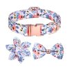 1pc Adjustable Soft Dog Collar With Print Flower Multicolor Cute Patterns - Dodge Blue - S