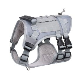 Tactical Dog Harness For Small Medium Large Dog; Dog Harness Vest With Soft Padded And D-Ring Collar - Grey - M