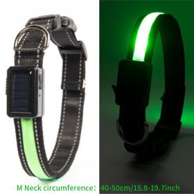 Solar And USB Rechargeable Light Up Pet Collar Waterproof LED Dog & Cat Collars For Night Walking - Fluorescent Green - M