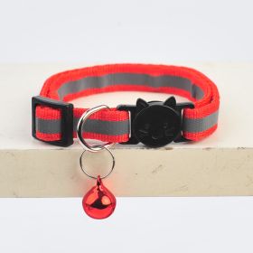 Pet Collar For Dog & Cat; Reflective Cat Collar With Bell; Dog Collar With Cartoon Cat Head - Reflective Watermelon Pink