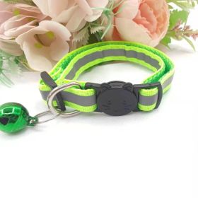 Pet Collar For Dog & Cat; Reflective Cat Collar With Bell; Dog Collar With Cartoon Cat Head - Reflective Fluorescent Green