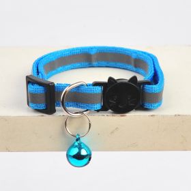 Pet Collar For Dog & Cat; Reflective Cat Collar With Bell; Dog Collar With Cartoon Cat Head - Reflective Blue