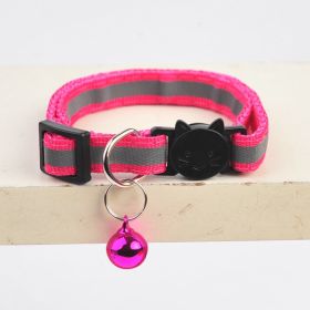 Pet Collar For Dog & Cat; Reflective Cat Collar With Bell; Dog Collar With Cartoon Cat Head - Reflective Pink