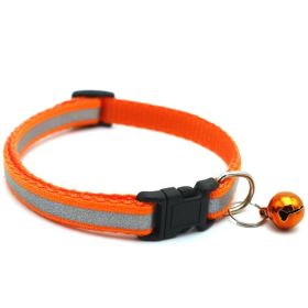 Pet Collar For Dog & Cat; Reflective Cat Collar With Bell; Dog Collar With Cartoon Cat Head - Reflective Orange