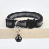 Pet Collar For Dog & Cat; Reflective Cat Collar With Bell; Dog Collar With Cartoon Cat Head - Reflective Black