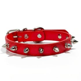 Anti-Bit Pet Necklace; Durable Dog Rivet Collar For Puppy; Pet Supplies - Red - S