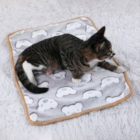 Warming Pet Pad Cartoon Paw Print Cat Warm Bed Plush Sleeping Pad For Small Puppy Dogs Kitten - S