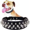 Adjustable Microfiber Leather Spiked Studded Dog Collar with a Squeak Ball Gift for Small Medium Large Pets Like Cats/Pit Bull/Bulldog/Pugs/Husky - PI