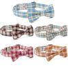 Plaid Dog Collar with Bow Pet Gift Adjustable Soft and Comfy Bowtie Collars for Small Medium Large Dogs - Style 1 - S 2.0x40cm