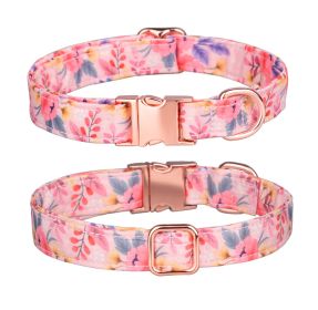 Sunflower pet collar cotton breathable dog collar pet supplies wholesale - Floral blue - S width 1.5 adjustment 26-42cm