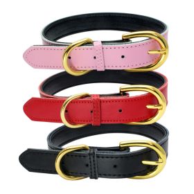 Genuine Leather Dog Collar; Wide Dog Collar; Soft Padded Breathable Adjustable Tactical Waterproof Pet Collar - Powder - XS 30*1.5cm