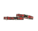 Adjustable Collar - Quick Release Metal Alloy - Red Plaid - Small - Red Plaid