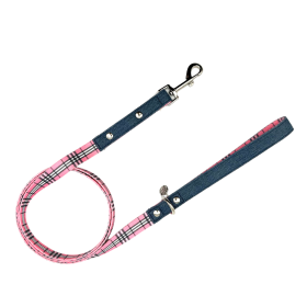 Swag Leash - Denim & Beige Plaid - Pink Plaid & Denim