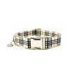 Adjustable Collar - Quick Release Metal Alloy - Beige Plaid - S - Beige Plaid