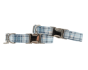 Adjustable Collar - Quick Release Metal Alloy - Blue Plaid - Small - Blue Plaid