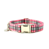 Adjustable Collar - Quick Release Metal Alloy - Pink Plaid - Medium - Pink Plaid