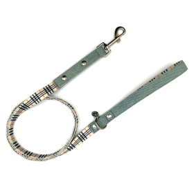 Swag Leash - Denim & Beige Plaid - Beige Plaid & Denim