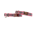 Adjustable Collar - Quick Release Metal Alloy - Pink Plaid - Small - Pink Plaid