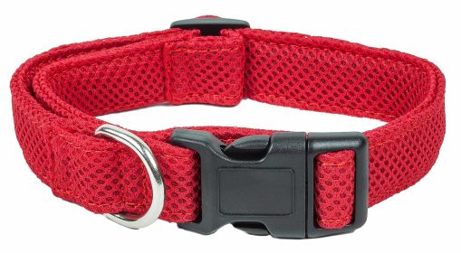 Pet Life 'Aero Mesh' 360 Degree Dual Sided Comfortable And Breathable Adjustable Mesh Dog Collar - Red - Medium