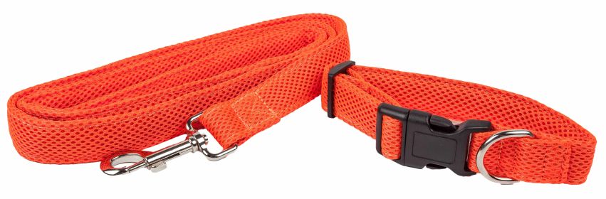 Pet Life 'Aero Mesh' 2-In-1 Dual Sided Comfortable And Breathable Adjustable Mesh Dog Leash-Collar - Orange - Large