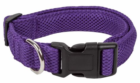 Pet Life 'Aero Mesh' 360 Degree Dual Sided Comfortable And Breathable Adjustable Mesh Dog Collar - Purple - Large