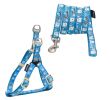 Touchdog 'Caliber' Designer Embroidered Fashion Pet Dog Leash And Harness Combination - Blue Pattern - Small